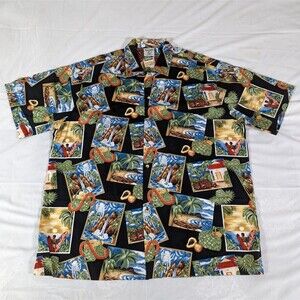 Vintage Hana Fashion Men's Hawaiian Shirt Diamond Head Surfers Water Falls XL
